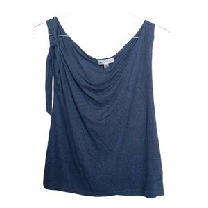 Anthro Amour Vert Linen Tie Front Tank Top Size S Sleeveless Blue Knit Shirt